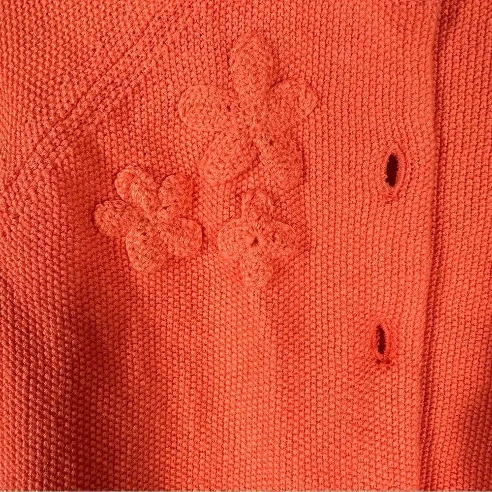 Gymboree Toddler Girl Lightweight Coral Cotton Sweater Floral Detail 12-18 Month